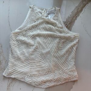 Papell Boutique White Beaded top size S